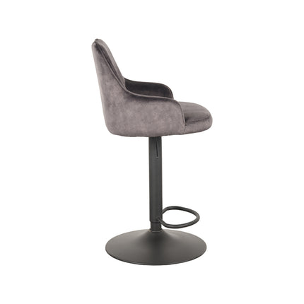 LABEL51 - Barkruk Fender 50x52x90-110 cm - Antraciet Velours | Zwart Metaal