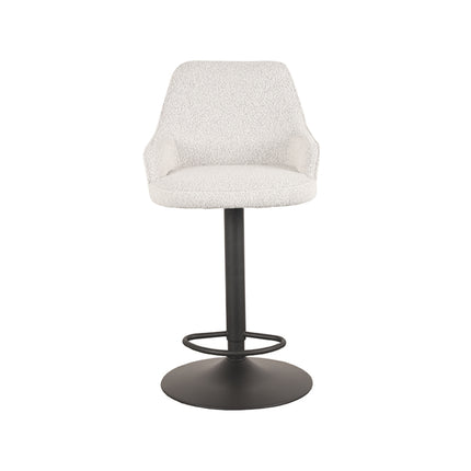 LABEL51 - Barkruk Fender 50x52x90-110 cm - Champagne Boucle | Zwart Metaal