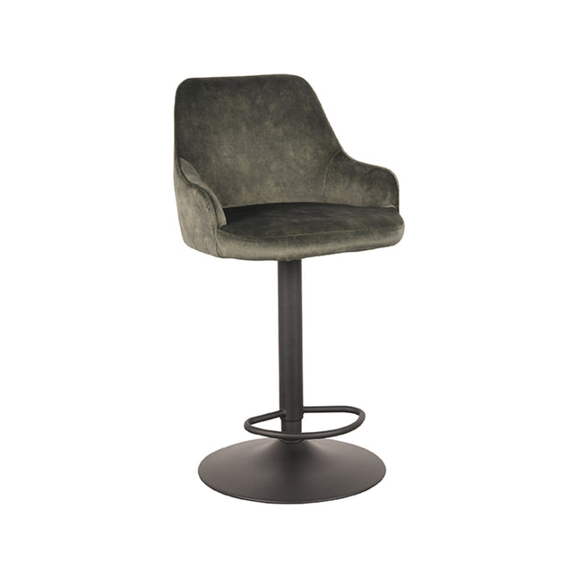 LABEL51 - Barkruk Fender 50x52x90-110 cm - Hunter Velours | Zwart Metaal