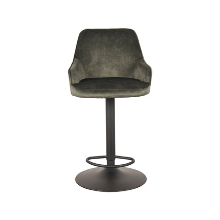 LABEL51 - Barkruk Fender 50x52x90-110 cm - Hunter Velours | Zwart Metaal