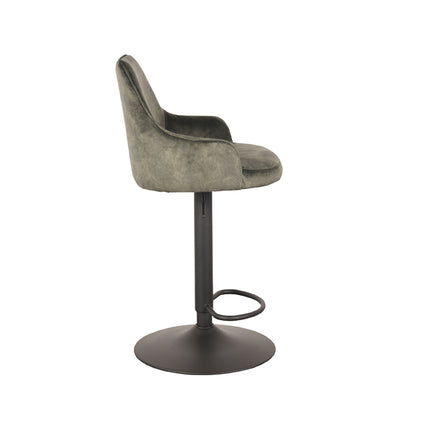 LABEL51 - Barkruk Fender 50x52x90-110 cm - Hunter Velours | Zwart Metaal