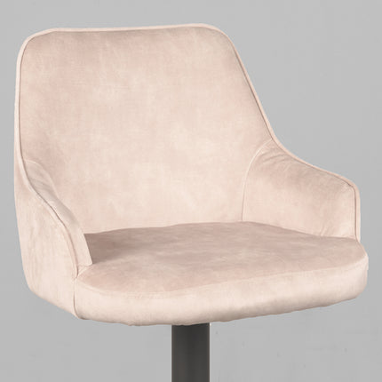 LABEL51 - Barkruk Fender 50x52x90-110 cm - Naturel Velours | Zwart Metaal