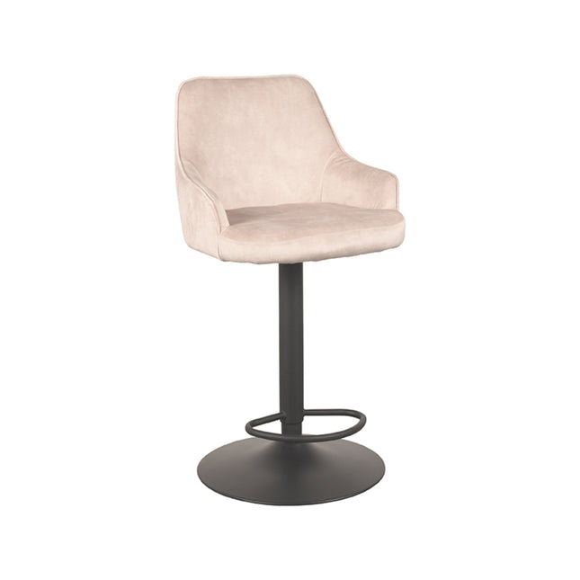 LABEL51 - Barkruk Fender 50x52x90-110 cm - Naturel Velours | Zwart Metaal