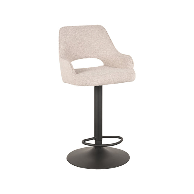 LABEL51 - Barkruk Fer 50x52x90-110 cm - Naturel Boucle | Zwart Metaal