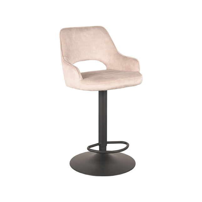 LABEL51 - Barkruk Fer 50x52x90-110 cm - Naturel Velours | Zwart Metaal