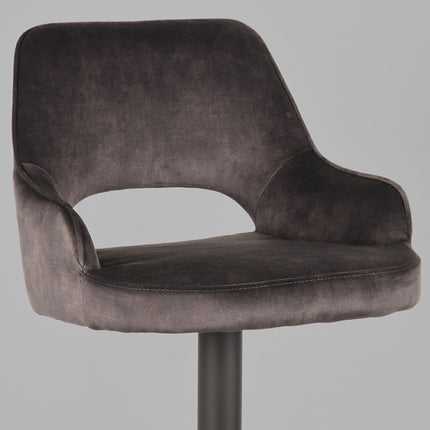 LABEL51 - Barkruk Fer 50x52x90-110 cm - Antraciet Velours | Zwart Metaal