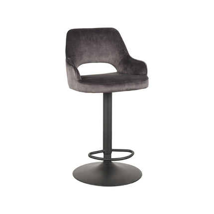 LABEL51 - Barkruk Fer 50x52x90-110 cm - Antraciet Velours | Zwart Metaal