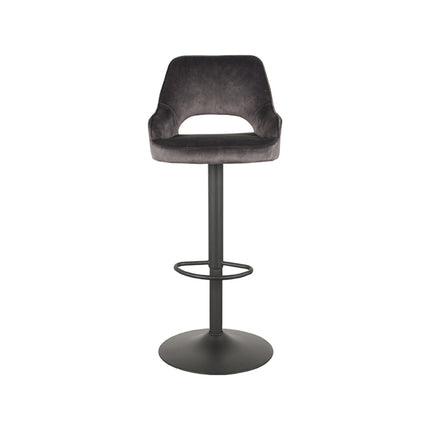 LABEL51 - Barkruk Fer 50x52x90-110 cm - Antraciet Velours | Zwart Metaal