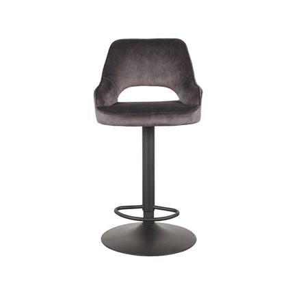 LABEL51 - Barkruk Fer 50x52x90-110 cm - Antraciet Velours | Zwart Metaal