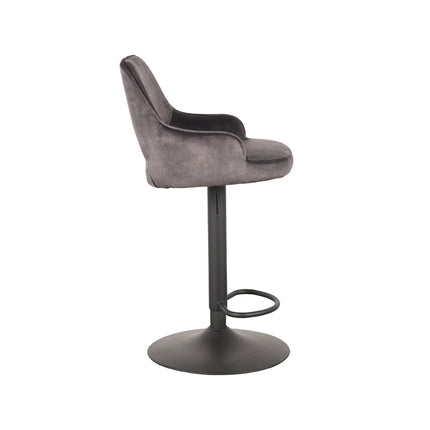 LABEL51 - Barkruk Fer 50x52x90-110 cm - Antraciet Velours | Zwart Metaal