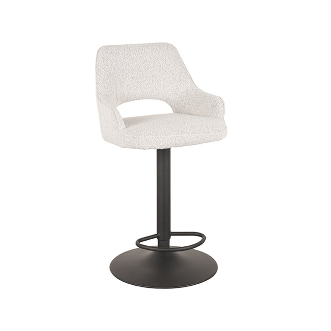 LABEL51 - Barkruk Fer 50x52x90-110 cm - Champagne Boucle | Zwart Metaal