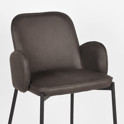 D-MAXX - Barkruk Jari 51x53x94 cm - Antraciet Microvezel | Zwart Metaal
