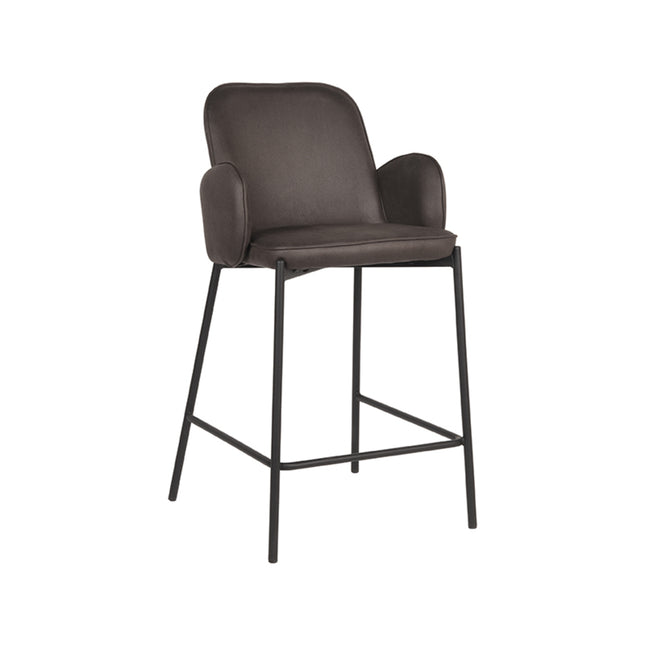 D-MAXX - Barkruk Jari 51x53x94 cm - Antraciet Microvezel | Zwart Metaal