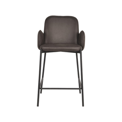 D-MAXX - Barkruk Jari 51x53x94 cm - Antraciet Microvezel | Zwart Metaal