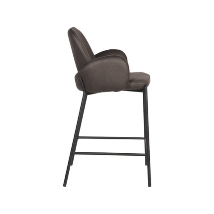 D-MAXX - Barkruk Jari 51x53x94 cm - Antraciet Microvezel | Zwart Metaal