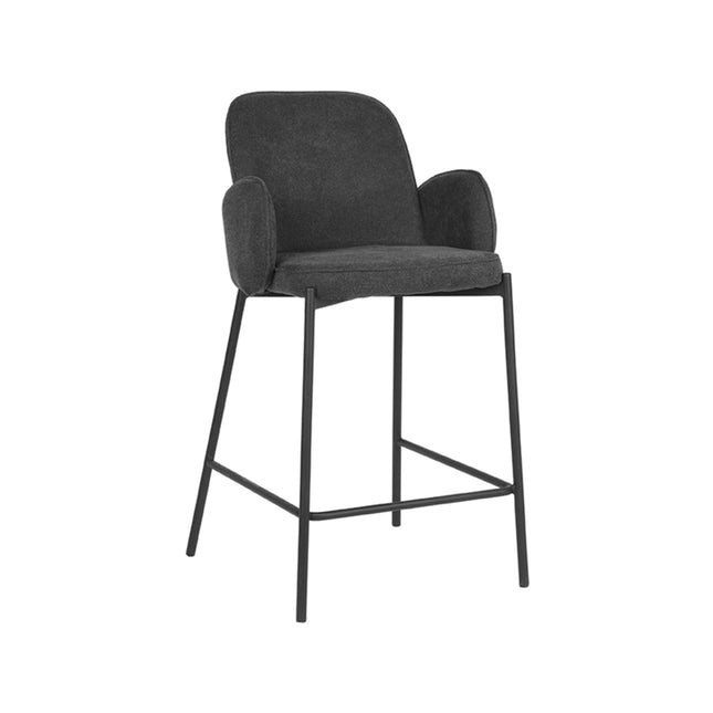 D-MAXX - Barkruk Jari 51x53x94 cm - Antraciet Weave | Zwart Metaal