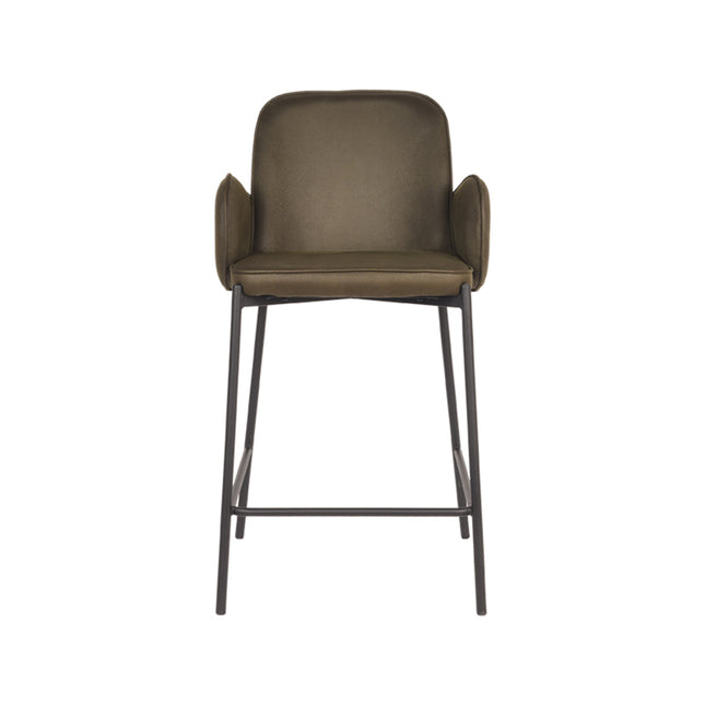 D-MAXX - Barkruk Jari 51x53x94 cm - Army Microvezel | Zwart Metaal