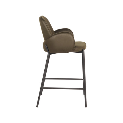 D-MAXX - Barkruk Jari 51x53x94 cm - Army Microvezel | Zwart Metaal
