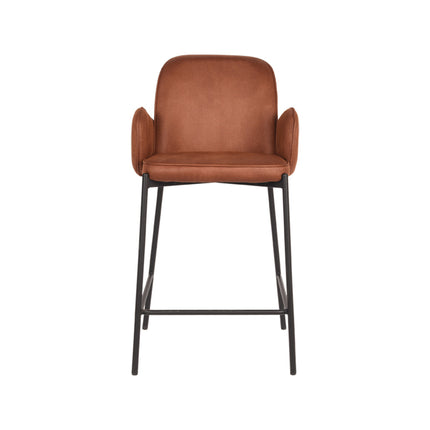 D-MAXX - Barkruk Jari 51x53x94 cm - Cognac Microvezel | Zwart Metaal