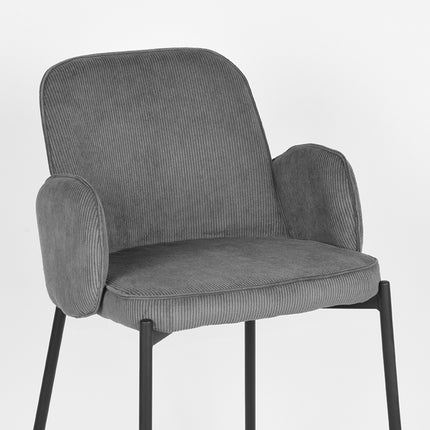 D-MAXX - Barkruk Jari 51x53x94 cm - Donkergrijs Ribcord | Zwart Metaal