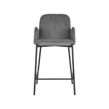 D-MAXX - Barkruk Jari 51x53x94 cm - Donkergrijs Ribcord | Zwart Metaal