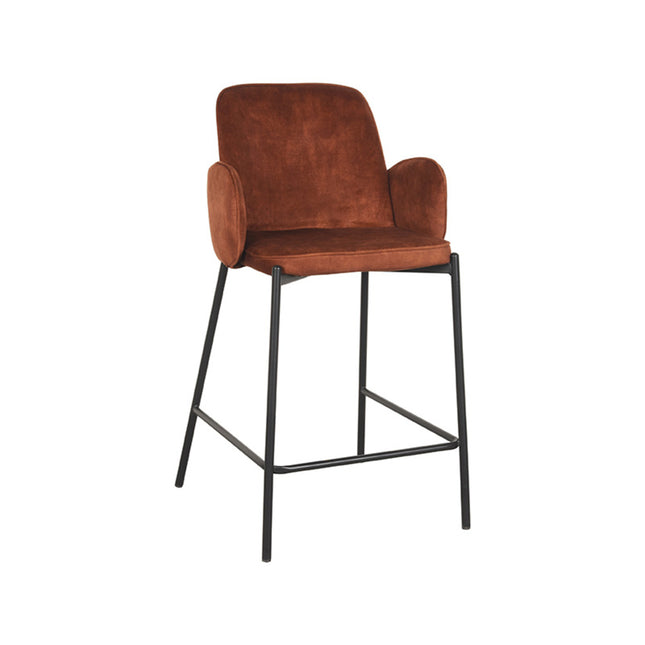 D-MAXX - Barkruk Jari 51x53x94 cm - Rust Velours | Zwart Metaal