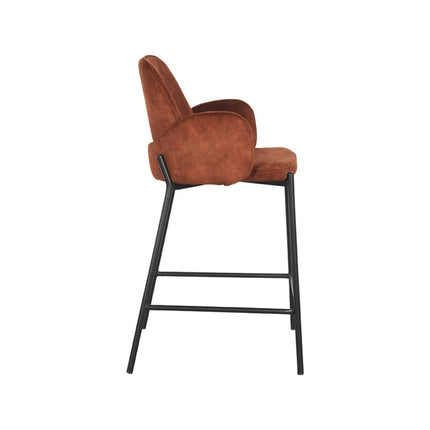 D-MAXX - Barkruk Jari 51x53x94 cm - Rust Velours | Zwart Metaal