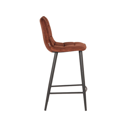 LABEL51 - Barkruk Jelt 42x46x92 cm - Rust Velours | Zwart Metaal