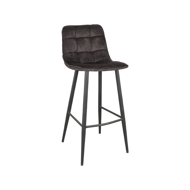 LABEL51 - Barkruk Jelt 45x48x107 cm - Antraciet Velours | Zwart Metaal