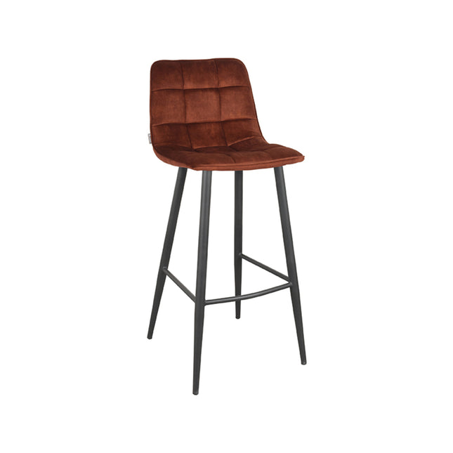 LABEL51 - Barkruk Jelt 45x48x107 cm - Rust Velours | Zwart Metaal