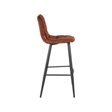 LABEL51 - Barkruk Jelt 45x48x107 cm - Rust Velours | Zwart Metaal