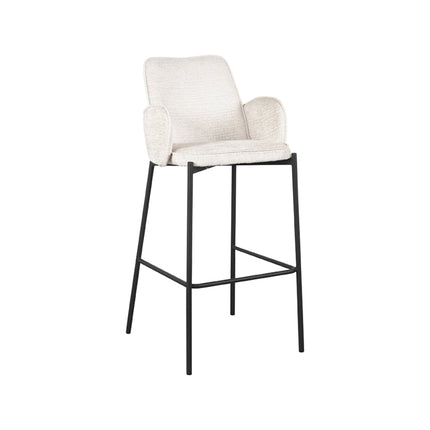 LABEL51 - Barkruk Joni 51x53x107 cm - Creme Elegance | Zwart Metaal