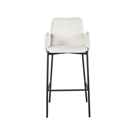 LABEL51 - Barkruk Joni 51x53x107 cm - Creme Elegance | Zwart Metaal