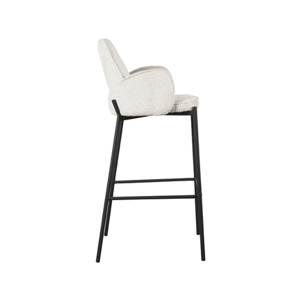 LABEL51 - Barkruk Joni 51x53x107 cm - Creme Elegance | Zwart Metaal