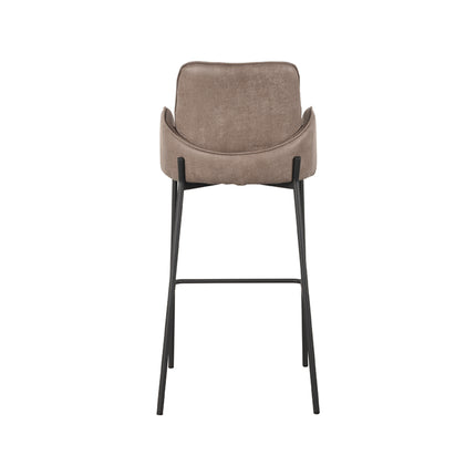 LABEL51 - Barkruk Joni 51x53x107 cm - Taupe Micro Suede | Zwart Metaal