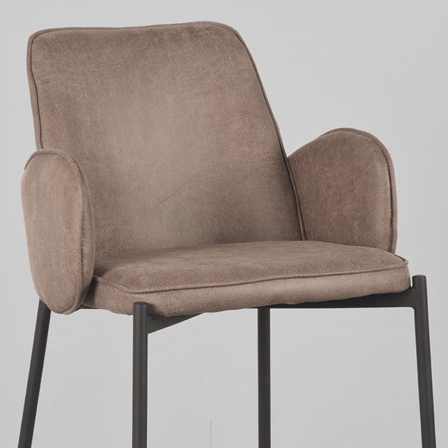 LABEL51 - Barkruk Joni 51x53x107 cm - Taupe Micro Suede | Zwart Metaal