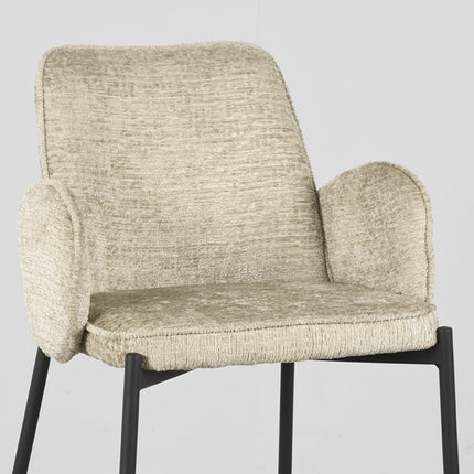 LABEL51 - Barkruk Joni 51x53x94 cm - Beige Elegance | Zwart Metaal