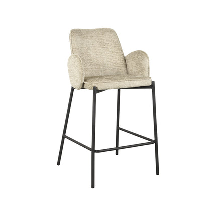 LABEL51 - Barkruk Joni 51x53x94 cm - Beige Elegance | Zwart Metaal