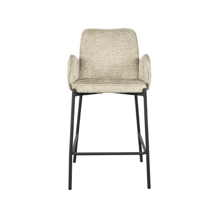 LABEL51 - Barkruk Joni 51x53x94 cm - Beige Elegance | Zwart Metaal
