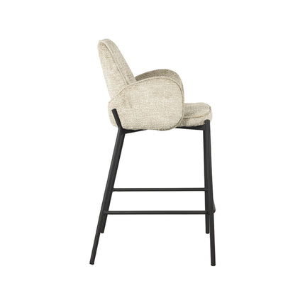 LABEL51 - Barkruk Joni 51x53x94 cm - Beige Elegance | Zwart Metaal