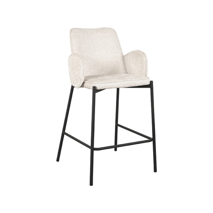 LABEL51 - Barkruk Joni 51x53x94 cm - Creme Elegance | Zwart Metaal