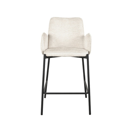 LABEL51 - Barkruk Joni 51x53x94 cm - Creme Elegance | Zwart Metaal