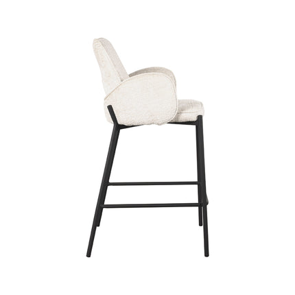 LABEL51 - Barkruk Joni 51x53x94 cm - Creme Elegance | Zwart Metaal