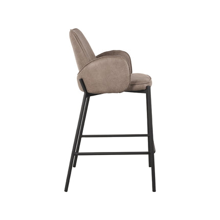 LABEL51 - Barkruk Joni 51x53x94 cm - Taupe Micro Suede | Zwart Metaal