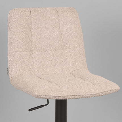 LABEL51 - Barkruk Juul 45x56x88-113 cm - Naturel Boucle | Zwart Metaal