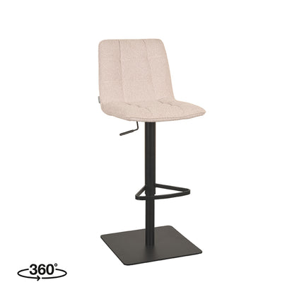 LABEL51 - Barkruk Juul 45x56x88-113 cm - Naturel Boucle | Zwart Metaal