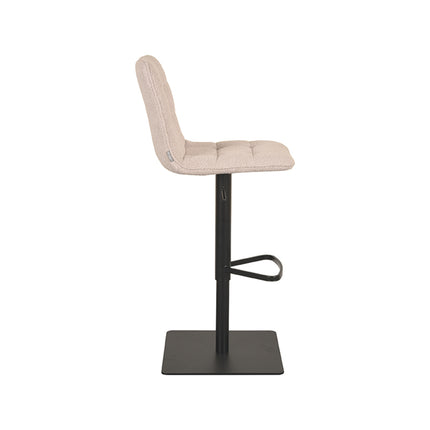 LABEL51 - Barkruk Juul 45x56x88-113 cm - Naturel Boucle | Zwart Metaal