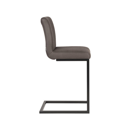 LABEL51 - Barkruk Milo 41x53x100 cm - Antraciet Microvezel | Zwart Metaal