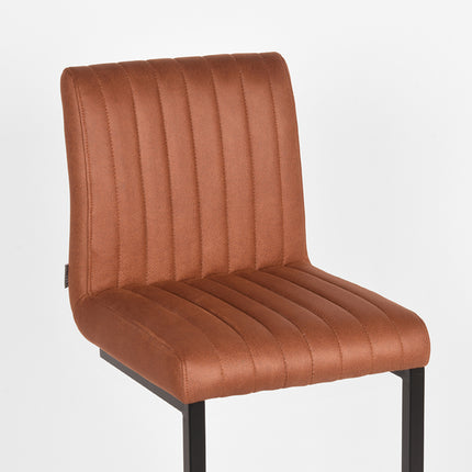 LABEL51 - Barkruk Milo 41x53x100 cm - Cognac Microvezel | Zwart Metaal