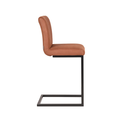 LABEL51 - Barkruk Milo 41x53x100 cm - Cognac Microvezel | Zwart Metaal